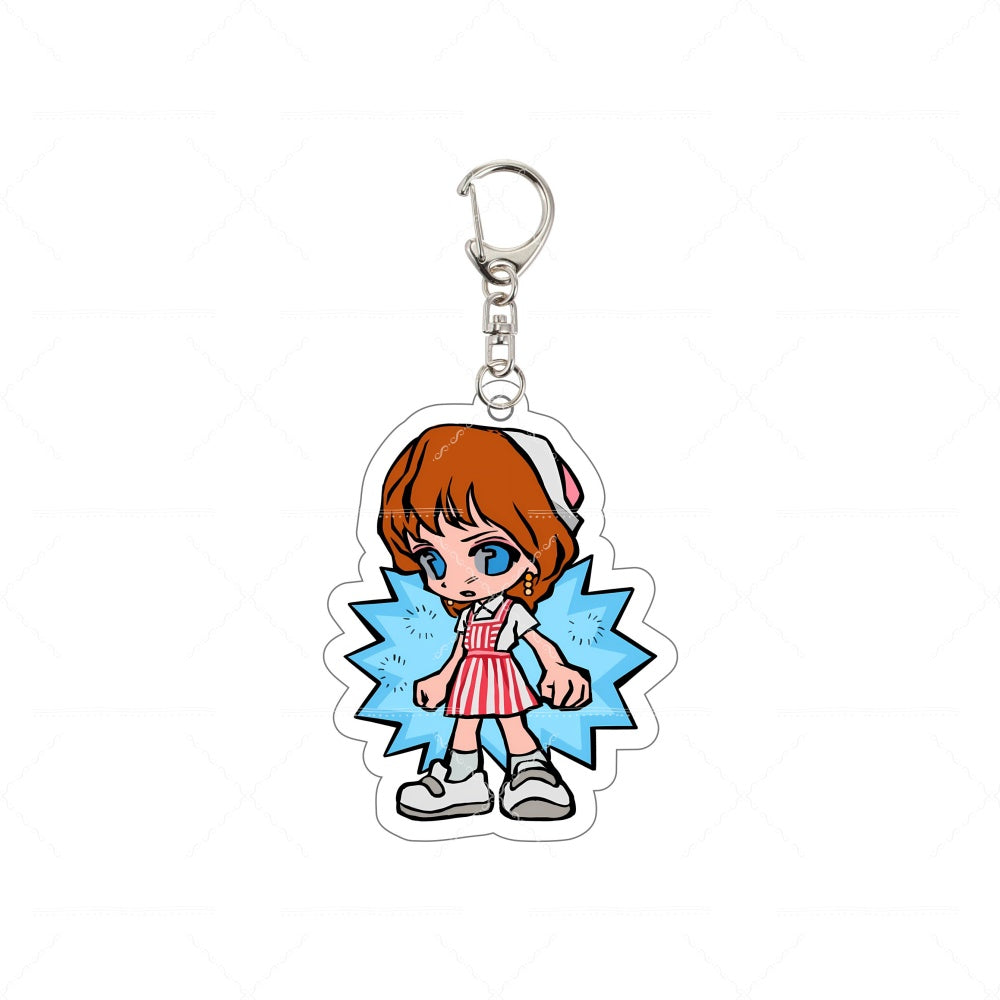 Porte-clés chibi 6 cm Stranger Things Onze robe rose vu de face