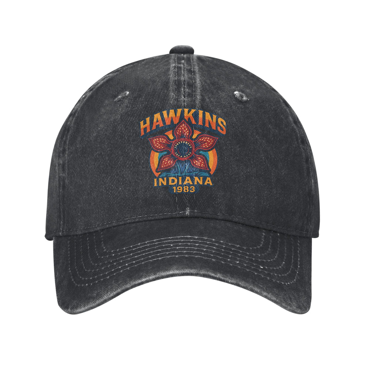 Casquette délavée Stranger Things Hawkins Indiana 1983 – coloris Noir