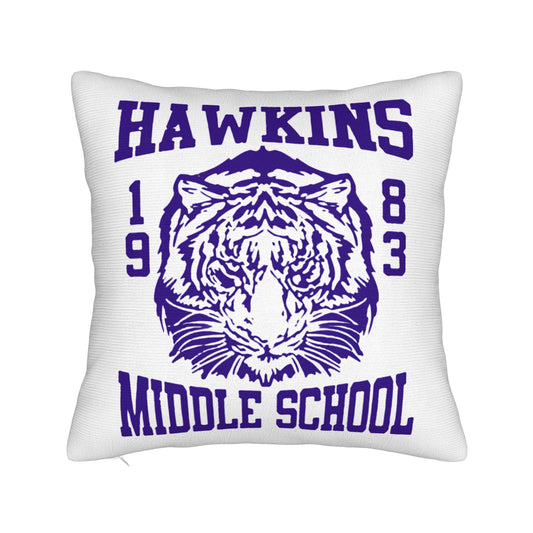 Housse de coussin Stranger Things Hawkins Middle School tigre vu de face
