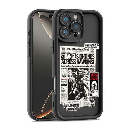 Coque iPhone silicone Stranger Things journal Hawkins Post – coloris Noir
