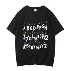 T-shirt męski Stranger Things ściana alfabetu lampki