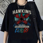 T-shirt damski oversize Stranger Things Hawkins Demogorgon Run