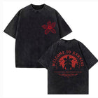 T-shirt męski sprany Stranger Things Welcome to Hawkins do góry nogami