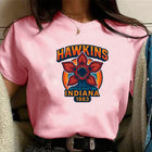 T-shirt damski różowy Stranger Things Hawkins Indiana
