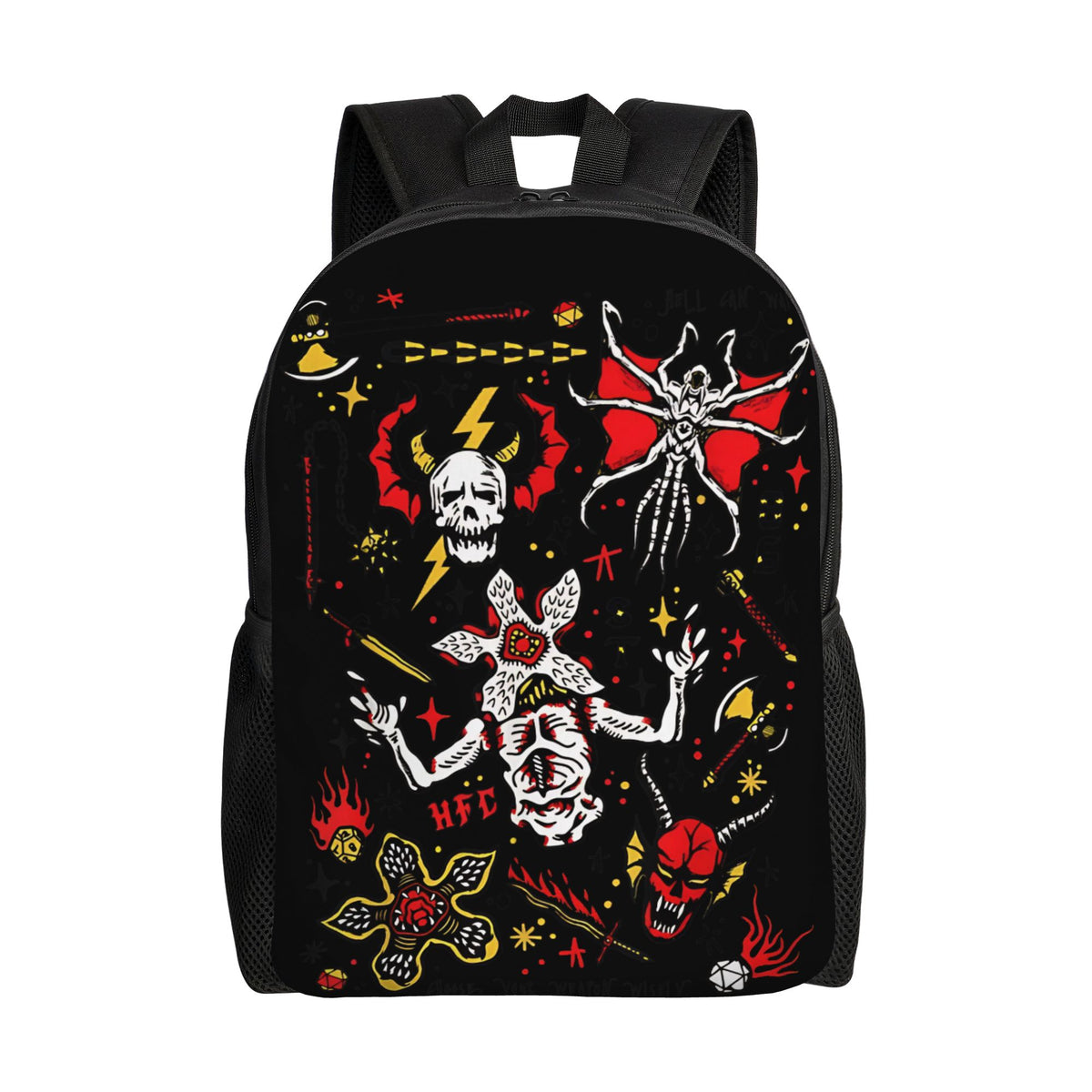 Sac à dos Stranger Things Hellfire Club squelettes vu de face