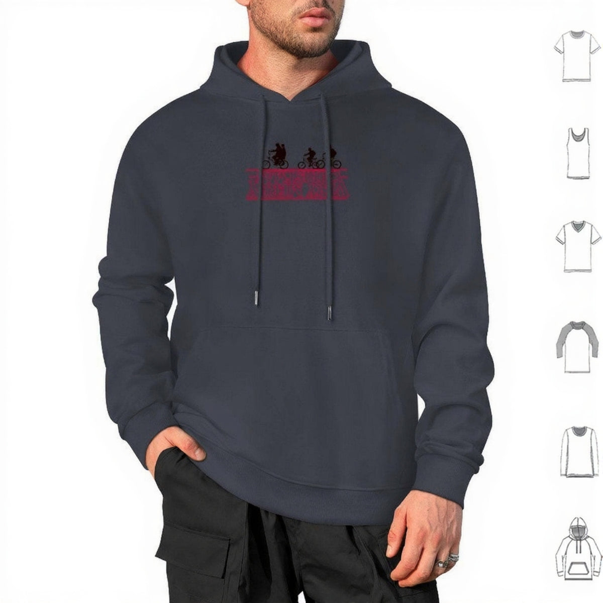 Hoodie Stranger Things Very Merry Christmas à l'envers – coloris Gris foncé