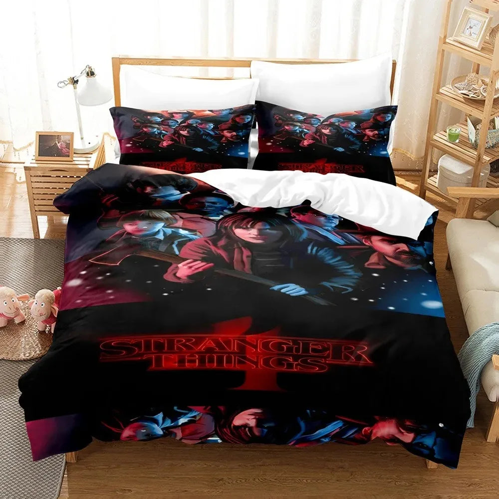 Poszwa na kołdrę Stranger Things sezon 4 nocny plakat na łóżku, z pasującymi poszewkami