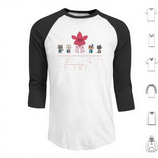 T-shirt homme baseball manches 3/4 Stranger Things Stranger Kittens – coloris Noir