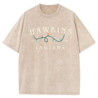 T-shirt męski sprany Stranger Things Hawkins Indiana lampki