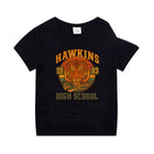 T-shirt dziecięcy czarny Stranger Things Hawkins High School 1983