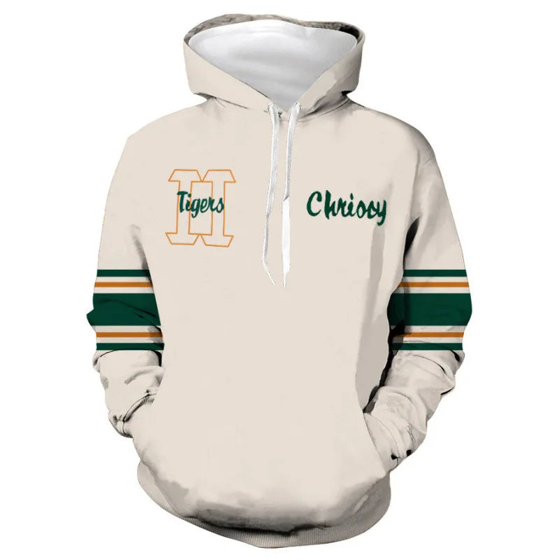 Bluza z kapturem Chrissy Stranger Things z przodu, hafty H Tigers i Chrissy